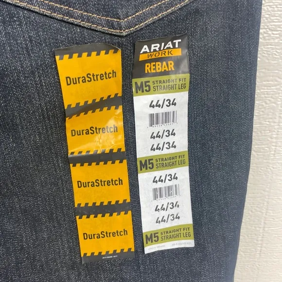NWT Ariat Rebar M5 Denim 5-Pocket Straight Leg Work Jeans 44/34