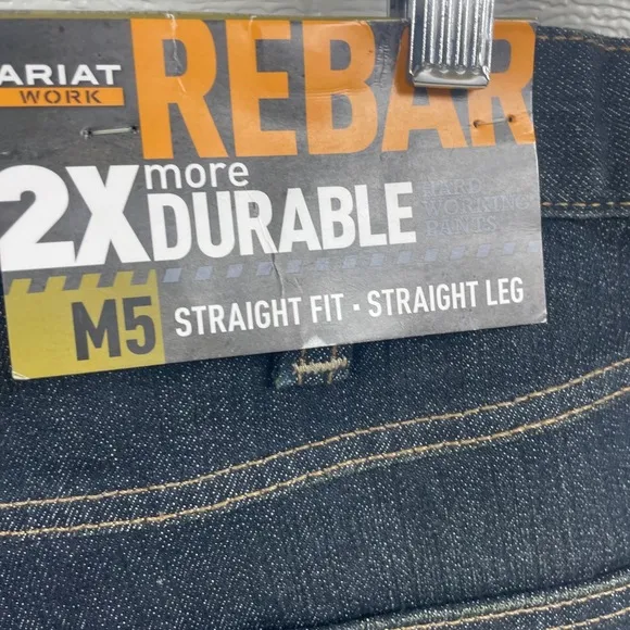 NWT Ariat Rebar M5 Denim 5-Pocket Straight Leg Work Jeans 44/34