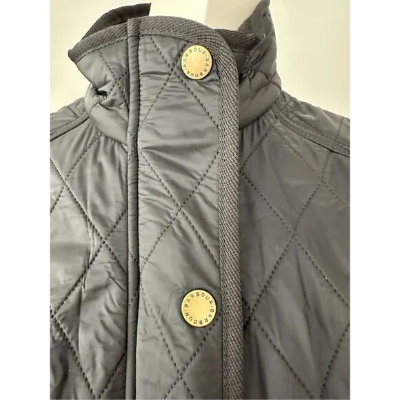 NWT Barbour Zip &amp; Button Quilted Cavalry Gilet Fleece Lined Vest Black