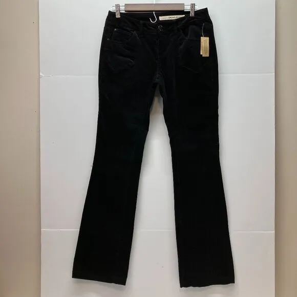 NWT DKNY Jeans Womens Black Ribbed Corduroy Bootcut Pants Size 4