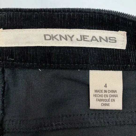 NWT DKNY Jeans Womens Black Ribbed Corduroy Bootcut Pants Size 4