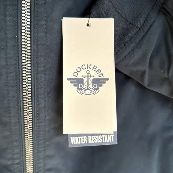 NWT DOCKERS Men’s Jacket Size XL Water Resistant Navy Blue Fleece Lining