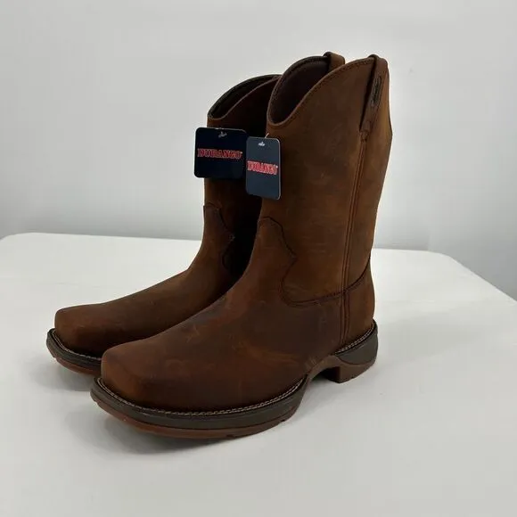 NWT Durango DB5444 Brown Leather Square Toe Slip-On Western Boots