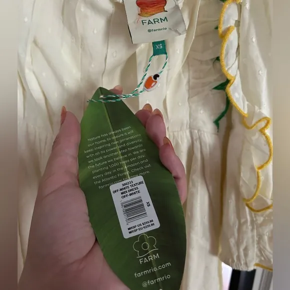 NWT FARM RIO Off-White Textured Midi Dress Size XS &amp; S