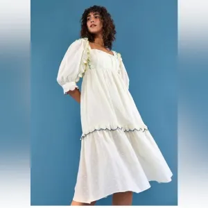 NWT FARM RIO Off-White Textured Midi Dress Size XS &amp; S