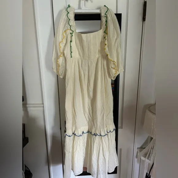 NWT FARM RIO Off-White Textured Midi Dress Size XS &amp; S