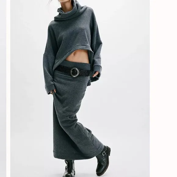 NWT Free People Milley Reversible Set in Steel