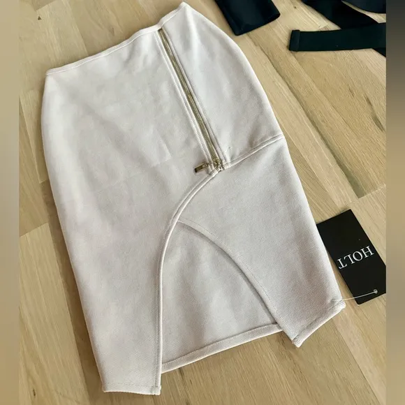 NWT Holt Miami 2 piece Bandage Black and Beige Skirt Set M