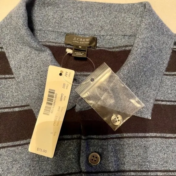 NWT! J CREW Men's Pima S/S Polo Sweater Blue/Black​​​​​​​​​​​​​​​