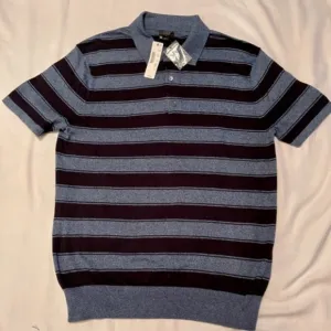 NWT! J CREW Men's Pima S/S Polo Sweater Blue/Black​​​​​​​​​​​​​​​