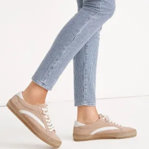 NWT MADEWELL pink suede leather low top sneakers with glitter chunky soles 9.5