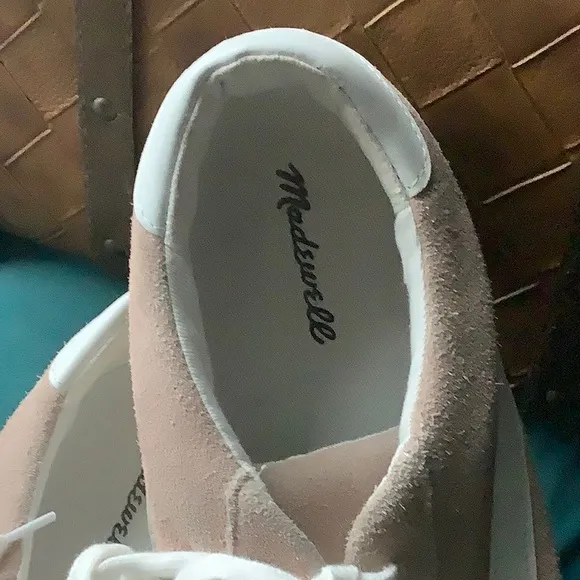 NWT MADEWELL pink suede leather low top sneakers with glitter chunky soles 9.5