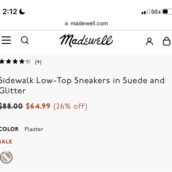 NWT MADEWELL pink suede leather low top sneakers with glitter chunky soles 9.5