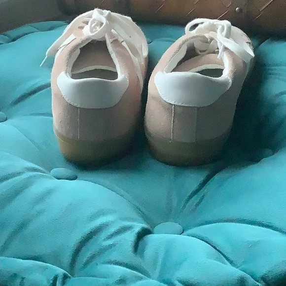 NWT MADEWELL pink suede leather low top sneakers with glitter chunky soles 9.5