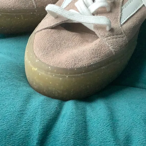 NWT MADEWELL pink suede leather low top sneakers with glitter chunky soles 9.5