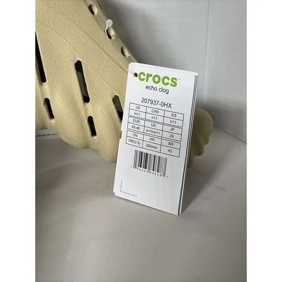 NWT Men Crocs Echo Clogs Sesame 207937 0HX Sz 11 Mens