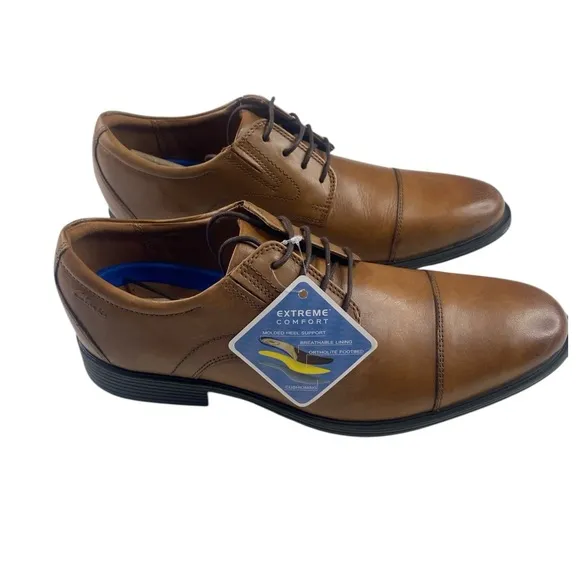 NWT Mens Clarks Whiddon Captoe Dress Shoes Tan Size 10