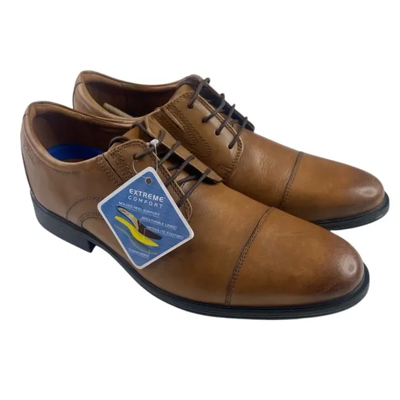 NWT Mens Clarks Whiddon Captoe Dress Shoes Tan Size 10