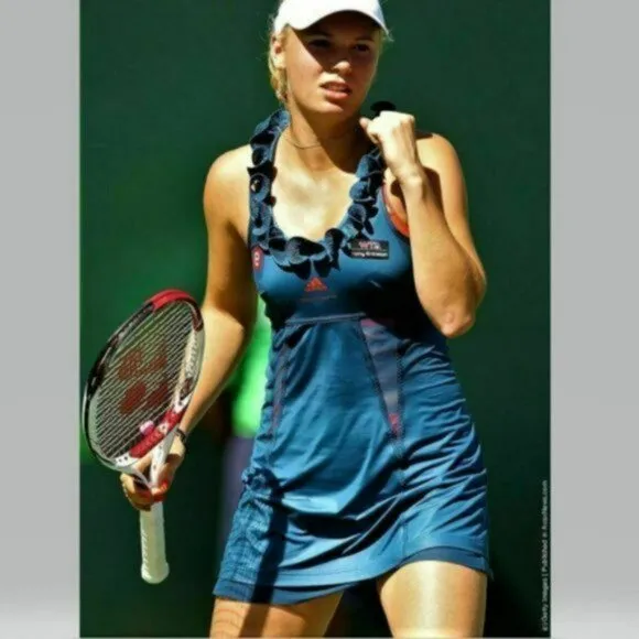 Nwt RARE STUNNING Adidas Stella McCartney BLUE Ruffle Tennis Dress M Medium