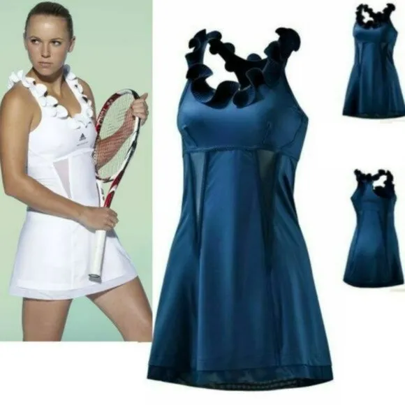 Nwt RARE STUNNING Adidas Stella McCartney BLUE Ruffle Tennis Dress M Medium