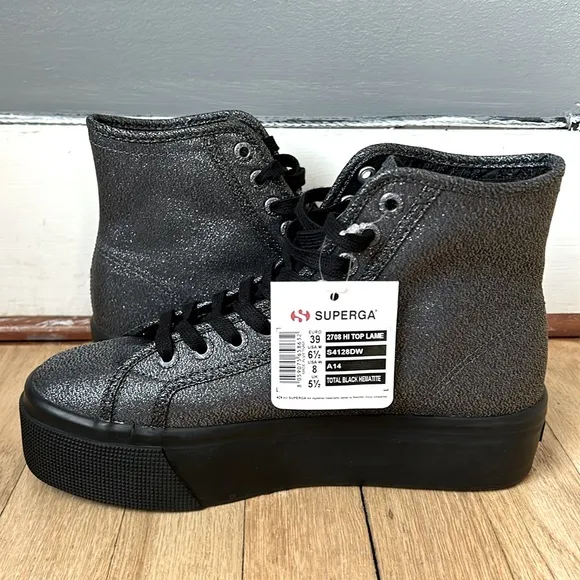 NWT superga 2708 High Top Lamé Sneakers