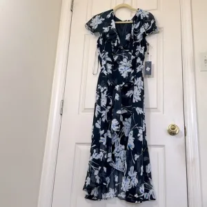 NWT TOMMY HILFIGER Floral Dress Size 14 Ruffle Dress Matching Belt