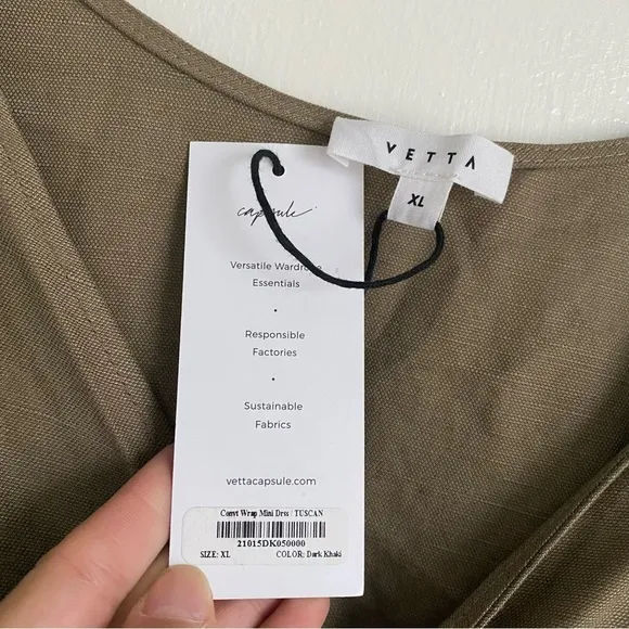 NWT Vetta The Convertible Wrap Mini Dress Khaki size XL