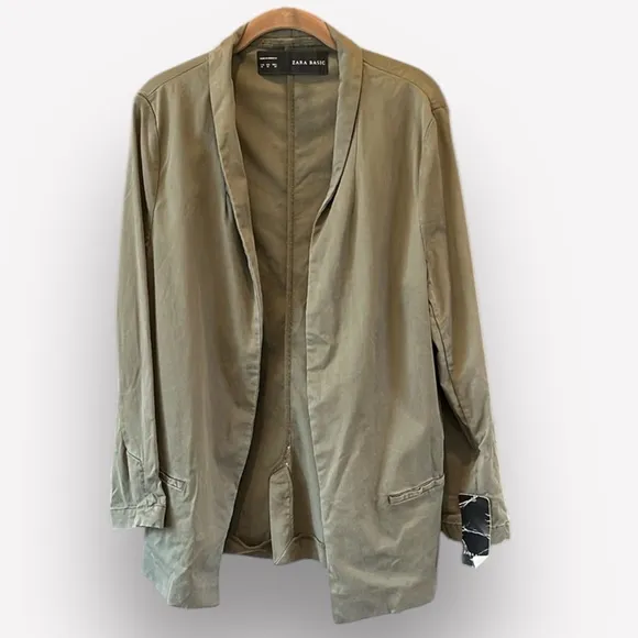 NWT ZARA Army Green Lightweight XL Coat | Office, Coastal Grandma, Dark Academia