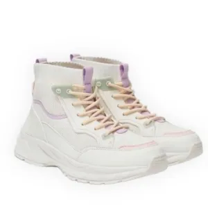 NWT. Zara Kids White Sock Style High-Top Sneakers/Pastel Details. Size 5,5/EU 8.