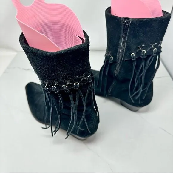 Oak Tree Farms Suede Fringe Slouch Boots- Size 8.5