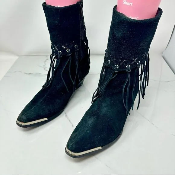 Oak Tree Farms Suede Fringe Slouch Boots- Size 8.5