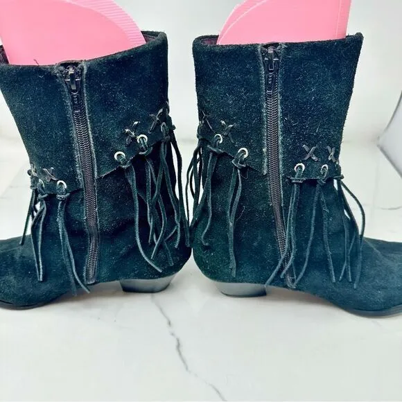 Oak Tree Farms Suede Fringe Slouch Boots- Size 8.5