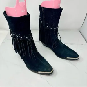 Oak Tree Farms Suede Fringe Slouch Boots- Size 8.5