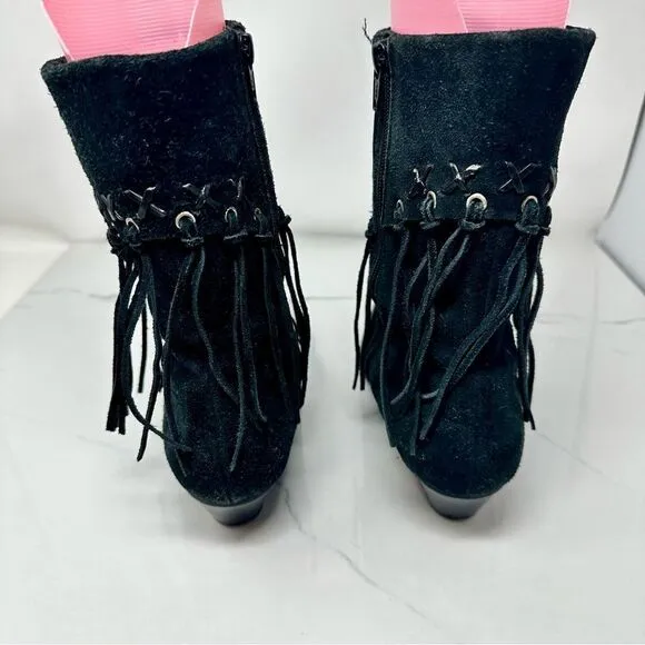 Oak Tree Farms Suede Fringe Slouch Boots- Size 8.5