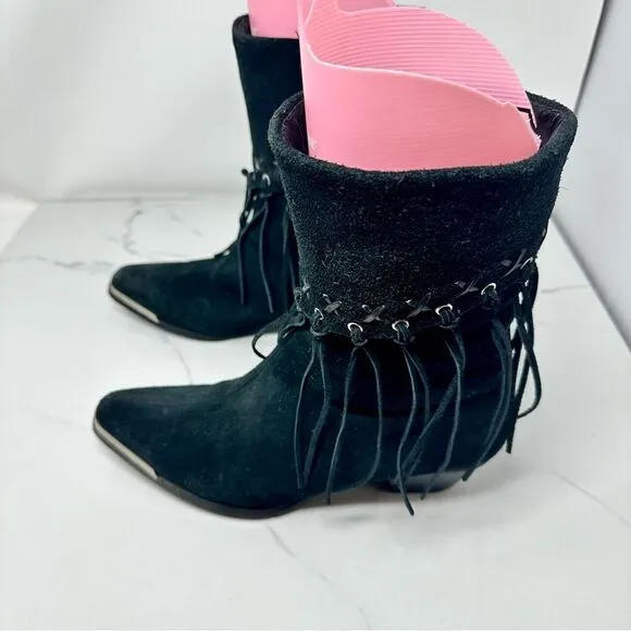 Oak Tree Farms Suede Fringe Slouch Boots- Size 8.5