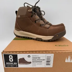 Oboz Women's Brown Cedar Mid Insulated B-Dry Waterproof Lace Up Boots New Size 8