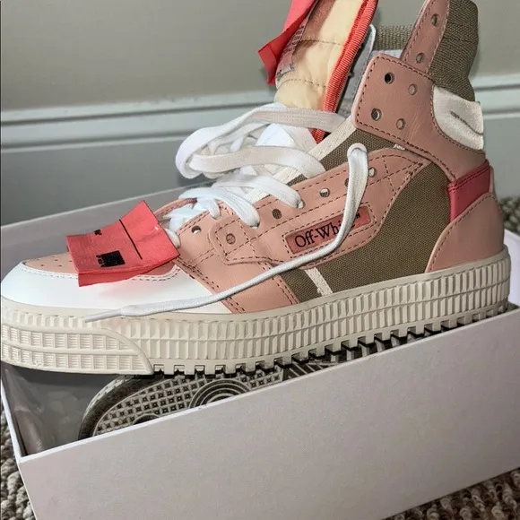 Off-White High-Tops in Pink and Cream
