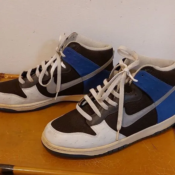 OG 2007 Nike Dunk High Premium Ostrich Blue Brown White Sneakers Size 13