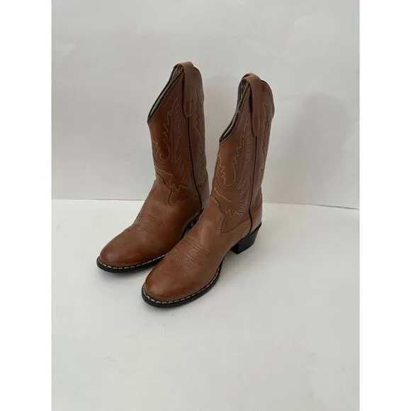Old West Little Girls' Corona Calfskin Western Boots - Round Toe