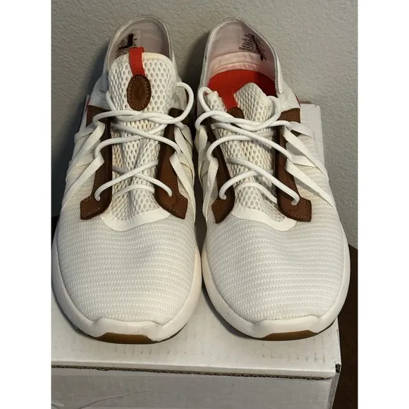 Olukai Mio Li Bright White/Red Lava Lightweight Breathable Mesh Sneaker Shoe 13