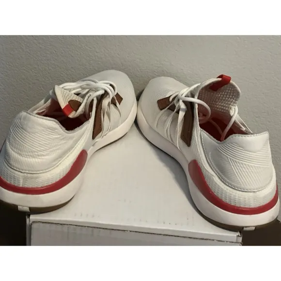 Olukai Mio Li Bright White/Red Lava Lightweight Breathable Mesh Sneaker Shoe 13