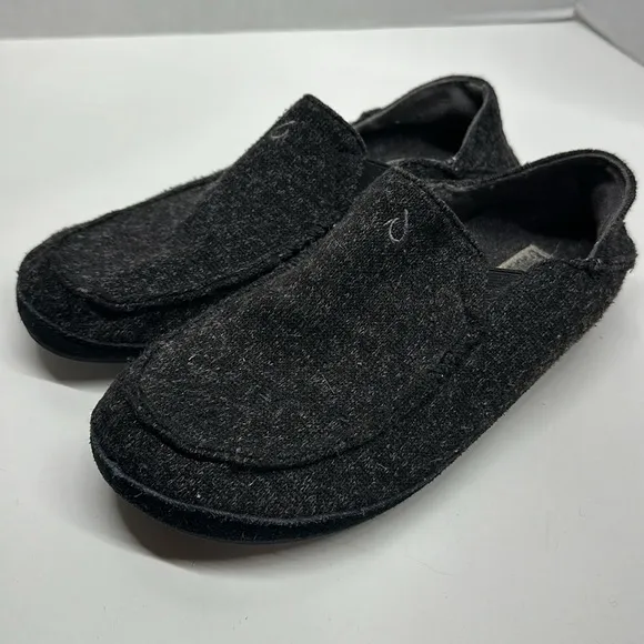 Olukai Moloa Hulu Slip On Slippers House Shoes Wool Blend Gray Men’s Size 9