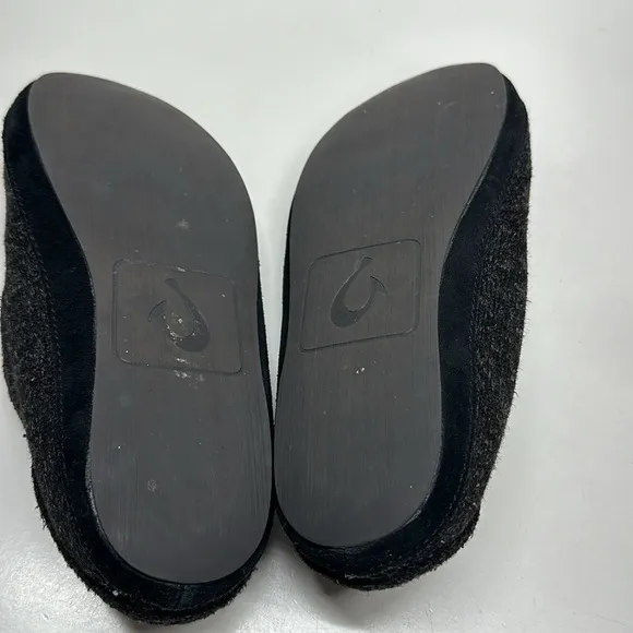 Olukai Moloa Hulu Slip On Slippers House Shoes Wool Blend Gray Men’s Size 9
