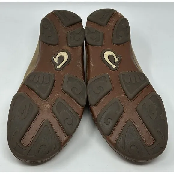 Olukai Moloa Slippers Men’s 13 Brown Leather Slip On Casual Comfort Shoes