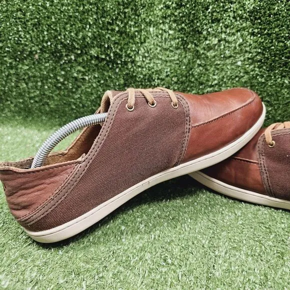 Olukai Nohea Lace Up Brown Leather‎ Comfort Drop Heel Shoes Mens Size US 10.5