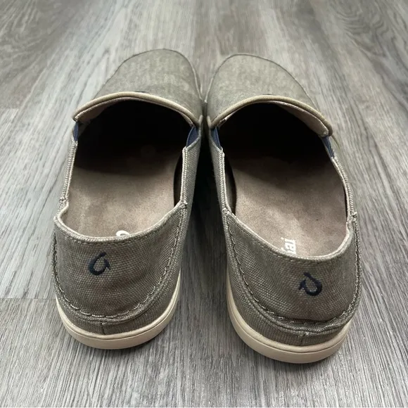 Olukai Nohea Lole Shoes Mens 11 Beige Casual Canvas Fishing Shoe Slip On Comfort