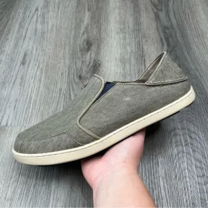 Olukai Nohea Lole Shoes Mens 11 Beige Casual Canvas Fishing Shoe Slip On Comfort