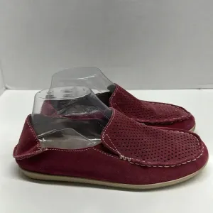 Olukai Nohea Slip On Shoes Loafers Perforated Suede Leather Red Women's Size 8