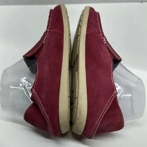 Olukai Nohea Slip On Shoes Loafers Perforated Suede Leather Red Women's Size 8