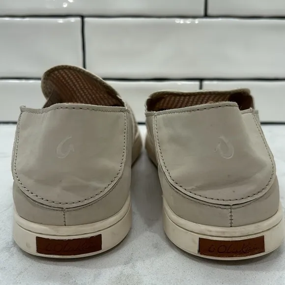 Olukai Pehuea Shoes Women’s 9.5 Tapa Beige Mesh Comfort Slip On Loafer Sneakers